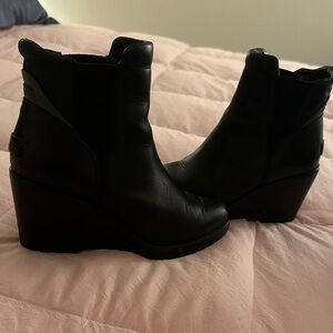 Sorel Black Wedge Ankle Boots